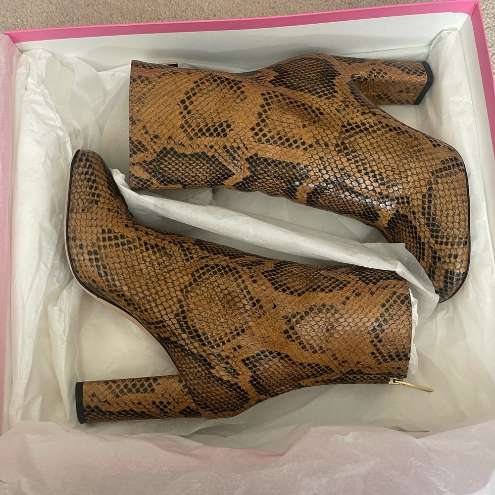 Paris Texas Python Print Square Toe Zip Ankle Boo… - image 8